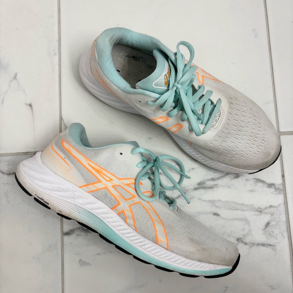 ASICS Gel-Excite 9 Running Shoes Womens 8 Sneakers Orange Aqua Blue White